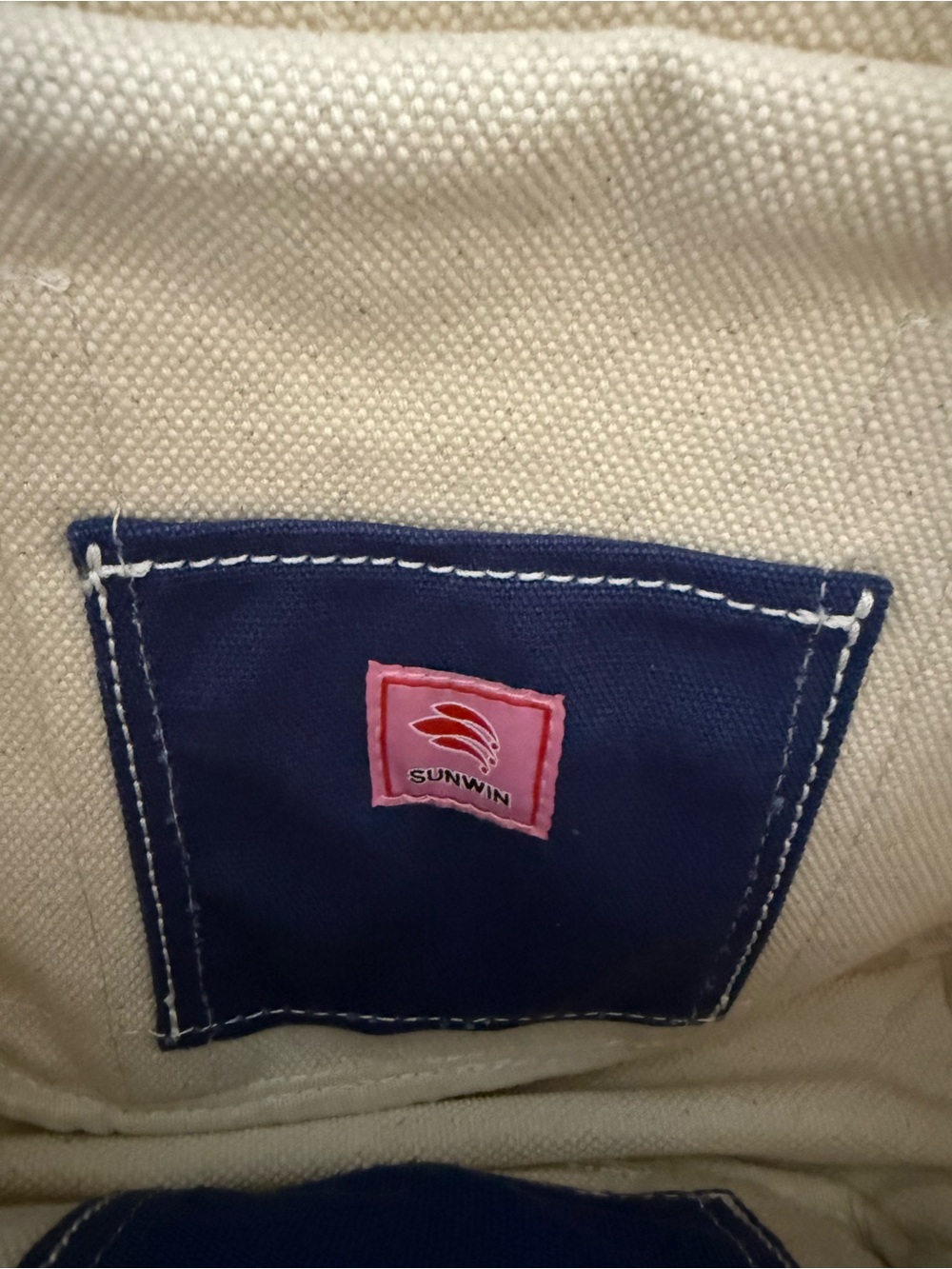 Sunwin Boatkin Beige and Blue Canvas Tote Bag - Picture 3 of 3